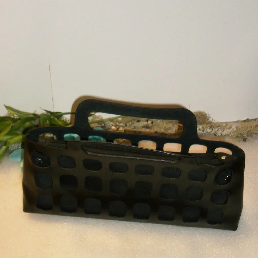 SOLD! Timmy Woods Beverly Hills Collection Black Clutch 14" x 6" Removable Liner - Picture 4 of 13